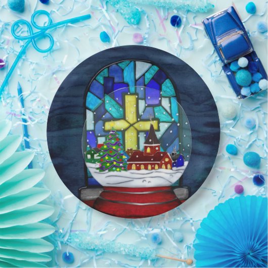 Snowglobe Whimsey Katholischer Urlaub Pappteller (Party)