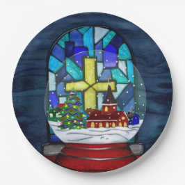 Snowglobe Whimsey Katholischer Urlaub Pappteller