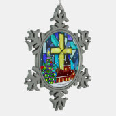 Snowglobe Whimsey Katholischer Urlaub Schneeflocken Zinn-Ornament (Links)