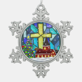 Snowglobe Whimsey Katholischer Urlaub Schneeflocken Zinn-Ornament