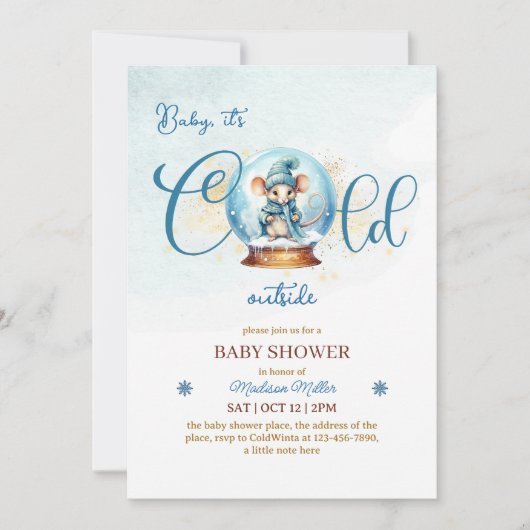 Snowglobe Winter Thema Kinderdusche Einladung (Vorderseite)