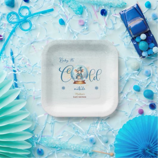 Snowglobe Winter Thema Kinderdusche Pappteller (Party)