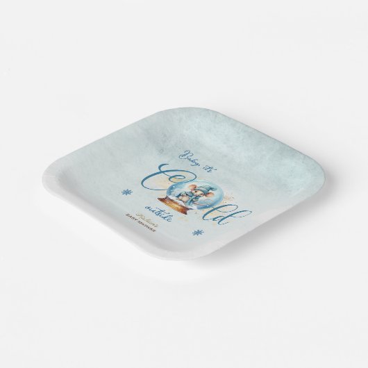 Snowglobe Winter Thema Kinderdusche Pappteller (Gewinkelt)