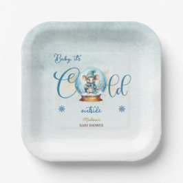 Snowglobe Winter Thema Kinderdusche Pappteller
