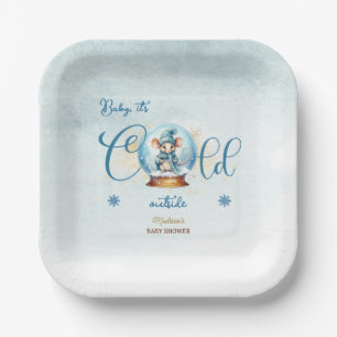 Snowglobe Winter Thema Kinderdusche Pappteller