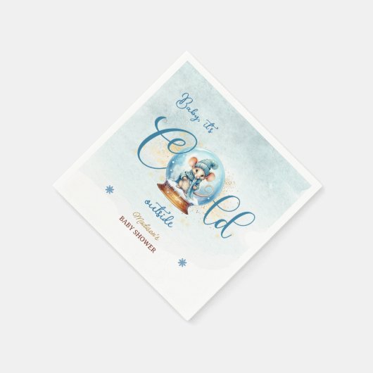 Snowglobe Winter Thema Kinderdusche Serviette (Ecke)