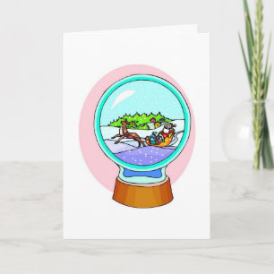 Snowglobe Xmas Saison Grußkarten Grüntöne Feiertagskarte