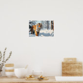 Snowian Tiger in schneebedecktem Wald Poster (Küche)