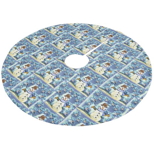 Snowie Snowman Fleece Weihnachtsbaumdecke (Schrägansicht)