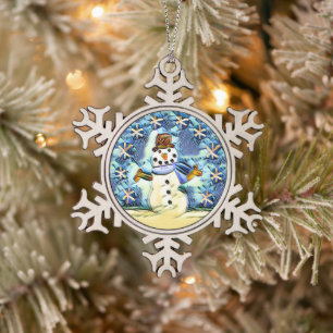 Snowie Snowman Schneeflocken Zinn-Ornament