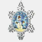 Snowie Snowman Schneeflocken Zinn-Ornament (Rechts)
