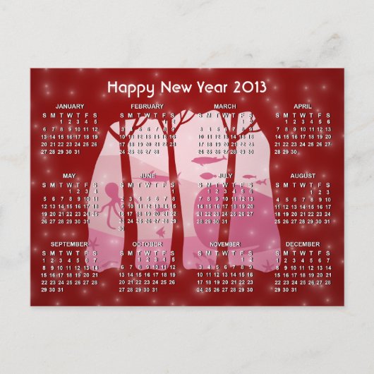 Snowing Fantasy Forest 2013 Kalender Postkarte (Vorderseite)