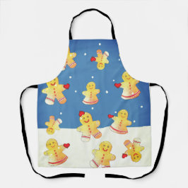 Snowing Gingerbread With Hearts  Schürze