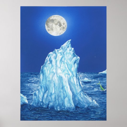 Snowland Iceberg unter dem Vollmond Poster (Vorne)