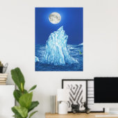 Snowland Iceberg unter dem Vollmond Poster (Heimbüro)