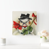 Snowman 004 quadratische wanduhr (Zuhause)