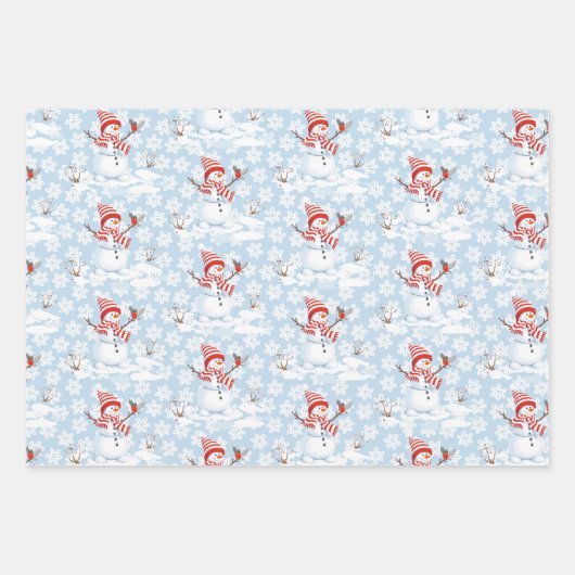 Snowman 3 Snow Coordinated Light Blue Geschenkpapier Set (Vorderseite 3)