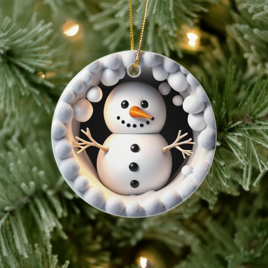 Snowman 3D-Effekt NICHT real 3D Keramik Ornament (Baum)