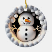 Snowman 3D-Effekt NICHT real 3D Keramik Ornament (Vorne)