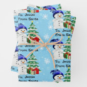 Snowman Add Child's Name 3 Weihnachten Geschenkpapier Set (Beispiel)