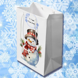 Snowman Add Names Niedlich Weihnachten Mittlere Geschenktüte