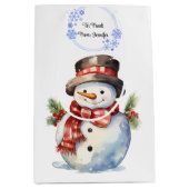 Snowman Add Names Niedlich Weihnachten Mittlere Geschenktüte (Vorderseite)