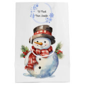Snowman Add Names Niedlich Weihnachten Mittlere Geschenktüte (Rückseite)