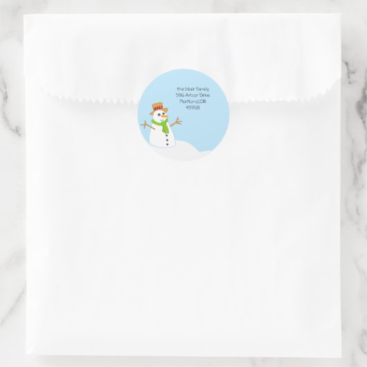 Snowman-Address Labels Runder Aufkleber (Tasche)