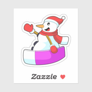 Snowman als Snowboarder mit Sonowboard.PNG Aufkleber