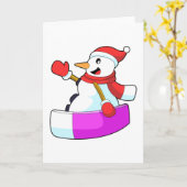 Snowman als Snowboarder mit Sonowboard.PNG Karte (Gelbe Blume)