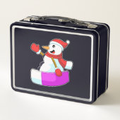 Snowman als Snowboarder mit Sonowboard.PNG Metall Brotdose (Rückseite)