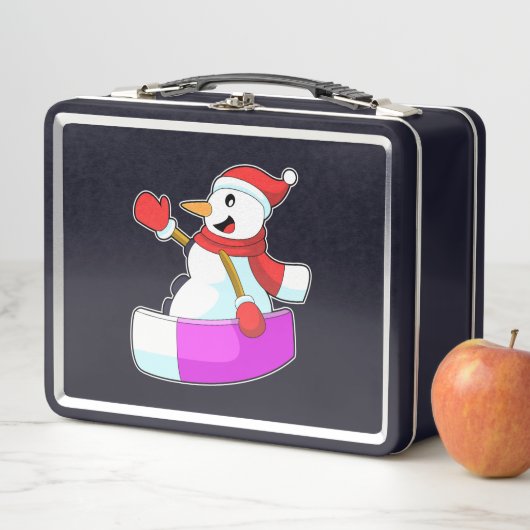 Snowman als Snowboarder mit Sonowboard.PNG Metall Brotdose (Beispiel)