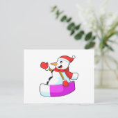 Snowman als Snowboarder mit Sonowboard.PNG Postkarte (Stehend Vorderseite)