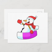 Snowman als Snowboarder mit Sonowboard.PNG Postkarte (Vorne/Hinten)