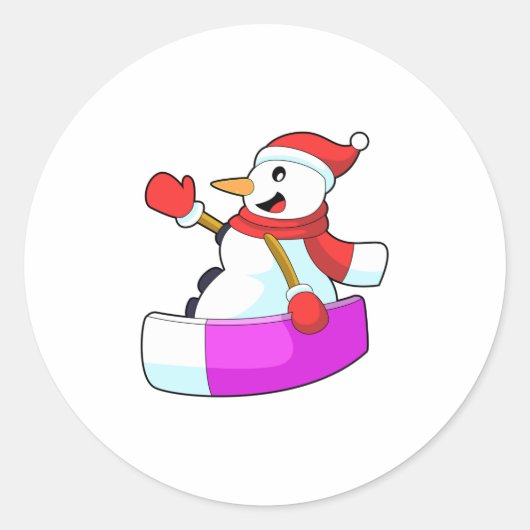 Snowman als Snowboarder mit Sonowboard.PNG Runder Aufkleber (Vorderseite)