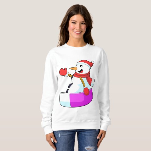 Snowman als Snowboarder mit Sonowboard.PNG Sweatshirt (Vorne ganz)