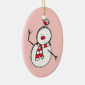 Snowman and Bird Keramik Ornament (Rechts)