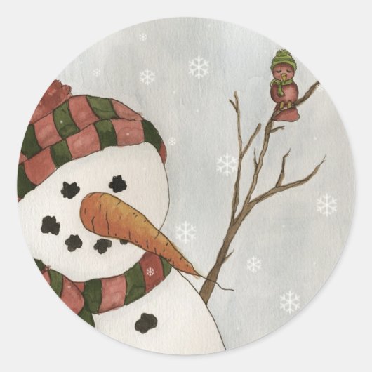 Snowman and Bird Sticker (Vorderseite)