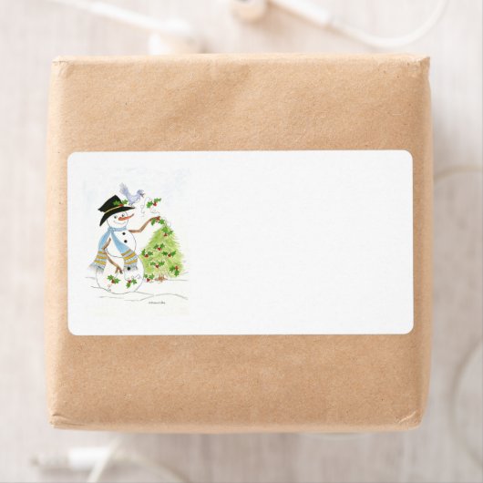 Snowman and Bluebird Address Label (Insitu)