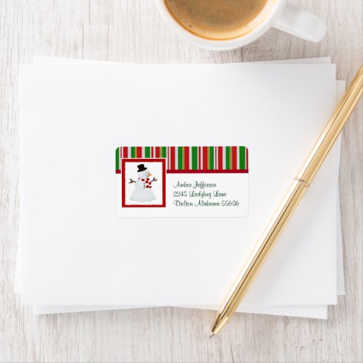 Snowman and Candy Stripe Address Labels Adressaufkleber (Insitu)