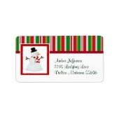 Snowman and Candy Stripe Address Labels Adressaufkleber (Vorne)
