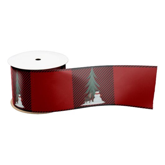 Snowman and Dee on Kariert Satin Ribbon Satinband (Spule)