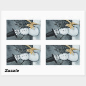 Snowman and dog rechteckiger aufkleber (Blatt)