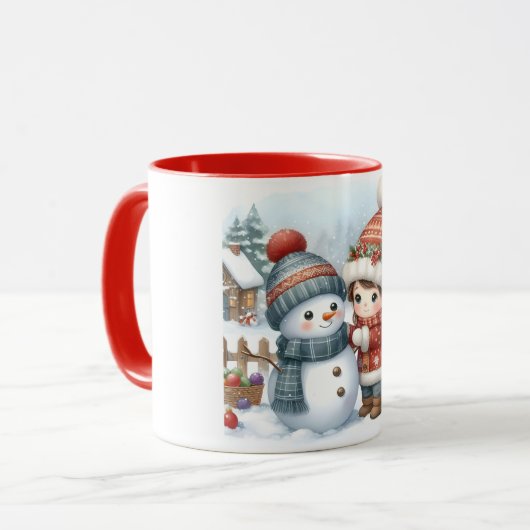 Snowman and Friends Kinder Weihnachten Tasse (Vorderseite Links)
