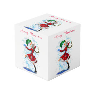 Snowman and Girl Dancers Christmas Cube Würfel