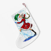 Snowman and Girl Dancers Funny Christmas Strumpf Kleiner Weihnachtsstrumpf (Rückseite (Hängend))