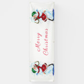 Snowman and Girl Dancers Tango Weihnachtsbanner Banner (Vertikal)