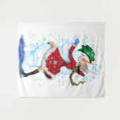 Snowman and Girl Dancers Tapestry Wandteppich (Vorderseite (Horizontal))