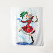 Snowman and Girl Dancers Tapestry Wandteppich (Vorderseite)