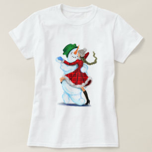 Snowman and Girl Dancers Weihnachtsfest T - Shirt
